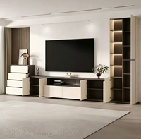 Meuble TV moderne de luxe personnalisé en mélamine avec étagère intégrée, armoire de rangement sur pied pour salon