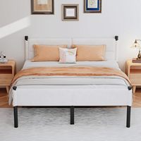 Verstellbarer Metallbettrahmen Elegantes Weiches Kopfteil Stauraum Robuste Matratzenunterlage Einfache Montage für Apartment und Villa