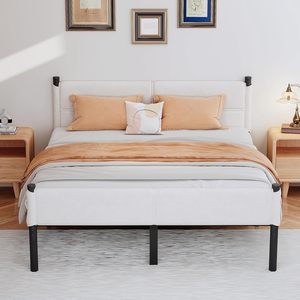 โครง<span class=keywords><strong>เตียง</strong></span>โลหะปรับระดับได้ หัวเตียงนุ่มหรูหรา พร้อมพื้นที่เก็บของ รองรับน้ำหนักได้มาก ประกอบง่าย เหมาะสำหรับอพาร์ทเมนต์และวิลล่า - Product Image 2