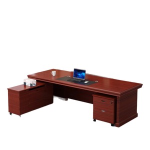 Ensemble de bureau de direction classique en bois, <span class=keywords><strong>table</strong></span> de patron en forme de L avec bibliothèque, mobilier de bureau traditionnel de luxe - Product Image 5