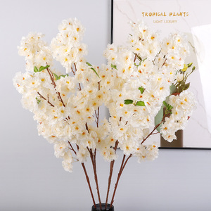 Flor Artificial de Flor de Cerezo de 3 Ramas, 108 cm de Altura, Simulación Realista, Decoración de Interiores para Bodas, Flores de Seda y Plástico - Product Image 3