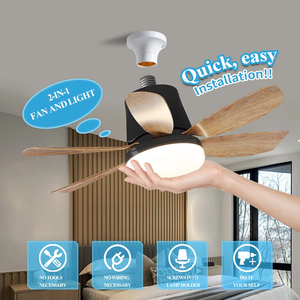 Refrigeración <span class=keywords><strong>Silencio</strong></span> eléctrico E27 Bombilla Cabeza móvil Smart Home Light 360 Rotación Emisión Control remoto Ventilador de techo LED moderno - Product Image 4