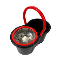 Ensemble serpillière et seau en microfibre rotatif à 360 degrés, accessoire domestique avec manche en aluminium, tête en microfibre essorable, taux d'évacuation de l'eau élevé