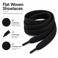 Lacets plats noirs mats tissés en gros 120 cm pour baskets décontractées OEM ODM Mingjia