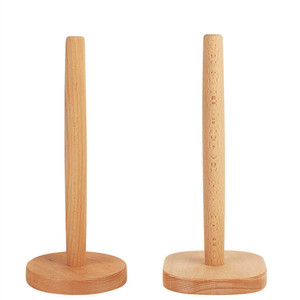 Beech Wood <b>Paper</b> Towel Holder Natural Color Round Free Standing <b>Kitchen</b> Roll Stand Eco Friendly Scandinavian Design - Product Image 5