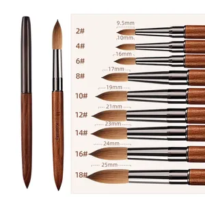 Kolinsky Sable Acrylic Nail Art <b>Brush</b> Nail Extension UV Nail Gel Carving Pen <b>Brush</b> Flat <b>Round</b> Red Wood Acrylic <b>Brush</b> - Product Image 6