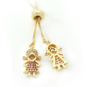 Nueva moda joyería de moda Niña colgante cristal rojo circón Collar chapado en oro - Product Image 5