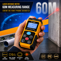 Télémètre laser portatif 60 m, précision ±1,5 mm, classe 2, faisceau rouge 635 nm, pour électriciens et entrepreneurs en CVC