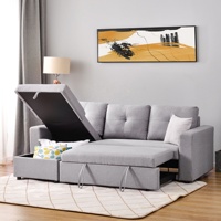 Canapé-lit pliable en velours en forme de L, moderne et minimaliste, avec rangement, idéal pour les petits salons et les villas