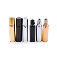 5ml 10ml 15ml bouteille à bille de parfum givré mat noir huile essentielle rouleau à bille sur bouteille en verre