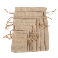 Pochette en toile de jute premium LINNA en gros, avec logo personnalisé, sac à bijoux réutilisable à cordon souple pour emballage de marque de boutique