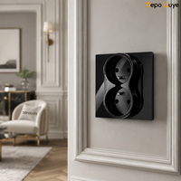 Prise murale double française de type E, 16A, norme européenne, 2 ports USB-A, 2 ports USB-C, panneau en verre moderne, style industriel
