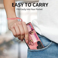 Funda de Cuero Lisa para Teléfono Móvil con Diseño Inteligente, Agarre Lateral y Correa para Samsung S24 Ultra