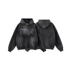 Ropa de hombre 2025 otoño American Vibe lavado anticuado impreso marca de moda Sudadera con capucha suelta ropa pesada OEM - Product Image 1