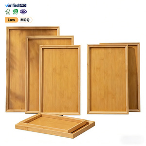 ถาดไม้ไผ่ทรงสี่เหลี่ยมแบบขายส่ง มีสินค้าในสต็อก ปรับแต่งได้ ซ้อนกันได้ จานตื้น สำหรับใช้ในบ้าน ห้องครัว <span class=keywords><strong>โรงแรม</strong></span> งานแต่งงาน และงานเลี้ยง - Product Image 1