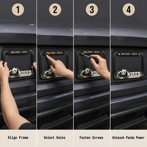 Maßgefertigte Nummernschildrahmen im Chinesischen Stil Tuschmalerei-Riesenpanda Bambus-Chic Auto-Nummernschild-Umrandung für Moderne Elektrofahrzeuge - Product Image 3