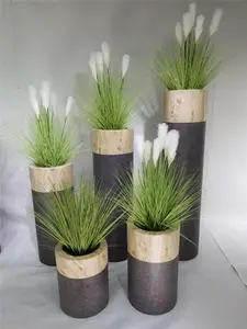 5 Größen Hohe Luxus-Blumentöpfe mit Holzmaserung High-End-Boden vase Home Decoration Pflanz gefäße für die Hotel galerie