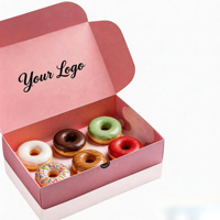 Boîte à donuts rose personnalisée avec logo, emballage en papier alimentaire pour boulangerie