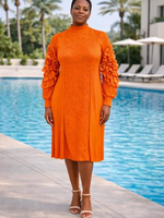 Robe longue élégante unie à perles coupe droite - 100% Polyester avec panneau frontal texturé, tenue africaine pour l'église 130cm