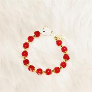 Chinese Style Jade Rabbit <b>Bracelet</b> For Women <b>Red</b> Beads Gold Accents Gift Jewelry - Product Image 5