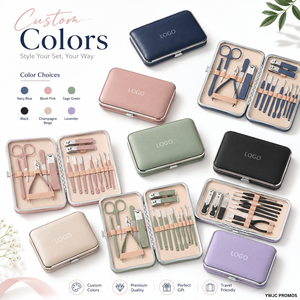 Juego <span class=keywords><strong>Profesional</strong></span> de 16 Piezas de Cortaúñas de Acero Inoxidable, <span class=keywords><strong>Kit</strong></span> de Cuidado Personal con Estuche de Cuero de Lujo OEM - Product Image 5