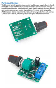 Contrôleur de vitesse de moteur PWM 1803BK DC 1.8-15V 2A, module régulateur de commande basse tension réglable - Product Image 5
