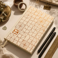 Carnet à couverture rigide en tissu à motifs géométriques personnalisés, relié et cousu, avec dorure à chaud, style minimaliste, grille de points artistique, pour notes et bullet journal