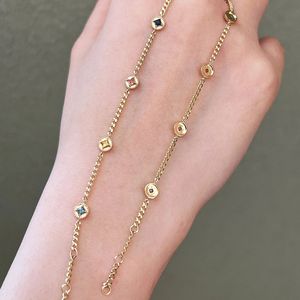 Pulsera de Cadena Cubana Xinfly de Oro Sólido de 18k con Zafiros Coloridos, Estrella de la Suerte para Mujer, Amuleto Astrológico - Product Image 1