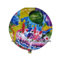 Joyeux anniversaire rond jouets gonflables dessin animé pictures18 "aluminium hélium rond feuille mylar imprimé ballons