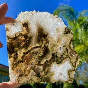 Oferta Especial al por Mayor: Losa de Ágata Musgosa Natural Druzy Verde Pulida, Gema de Cristal para Artesanía, Decoración Religiosa del Hogar y Sanación - Product Image 3