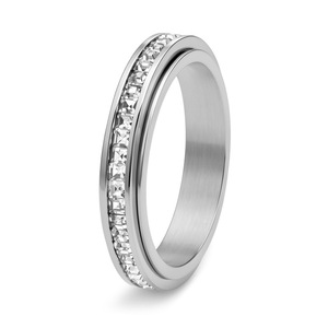 Anillo Giratorio de Acero Inoxidable con Circonitas, Anillo de Boda, Anillo de Eternidad para Mujeres y Hombres - Product Image 3