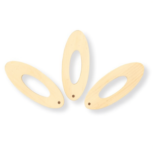 Accessorio ovale in legno Iln 62x25mm 3 pezzi per artigianato e cucito - Product Image 1
