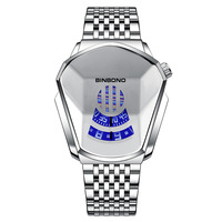 Jam tangan Stainless Steel pria, arloji bisnis Quartz, jam tangan tahan air mewah