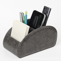 Meilleure vente : Boîte de rangement multifonctionnelle en cuir pour télécommandes, organiseur de pinceaux de maquillage pour table de chevet, organiseur de bureau incurvé
