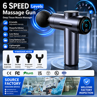 Pistolet de massage vibrant sans fil rechargeable pour thérapie physique, 6 vitesses, 4 têtes de massage, pour le corps - Nouveauté 2026 - Vente Flash