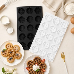 <b>Silicone</b> Waffle Mold 15 Cavity Round Apple Pie Shape <b>Baking</b> Cake Chocolate Mold For Home Commercial Use - Product Image 1