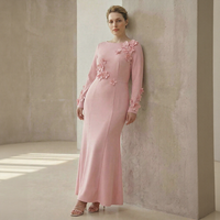 Robe sirène à manches longues avec décor floral 3D pour femmes grandes tailles, personnalisation OEM et ODM