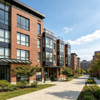 Fenêtre coulissante en alliage d'aluminium noir, double vitrage, profil à rupture de pont thermique, certifiée Energy Star, pour bâtiment de bureaux