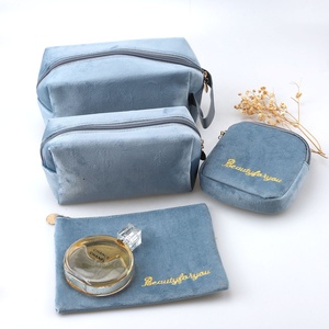 Custom Logo Printing Velvet Zipper <b>Makeup</b> Case Luxury Travel Cosmetic Brush Packing Portable <b>Makeup</b> <b>Storage</b> Bag - Product Image 4