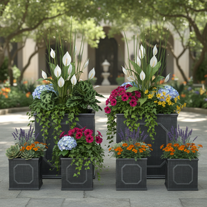 Maceta Moderna Grande de Fibra de Arcilla Tipo Chelsea <span class=keywords><strong>con</strong></span> Orificios de Drenaje para Uso en Interiores/Exteriores, Decoración del Hogar - Product Image 1