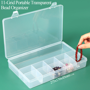 SUNSHING 11 Grid Clear <b>Plastic</b> Storage Box Portable <b>Bead</b> Organizer for Jewelry Necklaces Hair Accessories and Craft Supplies - Product Image 1