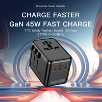 Adaptateur de voyage universel multi-prises, adaptateur de voyage international, chargeur universel mondial avec type C