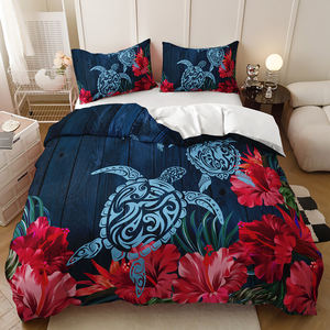 Impression 3D <span class=keywords><strong>monde</strong></span> sous-marin tortues de mer ensemble de literie en gros polyester housse de couette personnalisable - Product Image 3
