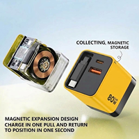 Chargeur mural rapide GaN 80W avec câble rétractable, adaptateur PD PPS pour téléphone et ordinateur portable, vente en gros, personnalisation des couleurs OEM
