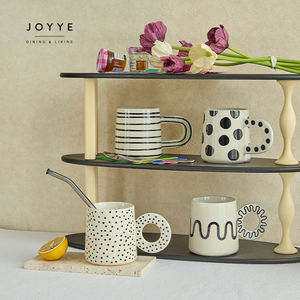 JOYYE Taza de Café de Cerámica con Diseño de Punto Grande, Taza de Agua Fría y Caliente, Diseño Nórdico Moderno Pintado a Mano - Product Image 3