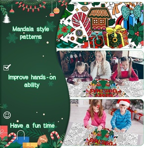 Poster de coloriage personnalisé <span class=keywords><strong>Joyeux</strong></span> Noël, papier à <span class=keywords><strong>dessin</strong></span> DIY, bannière vierge à colorier, nappe à colorier pour la décoration murale de la maison et de l'école - Product Image 3