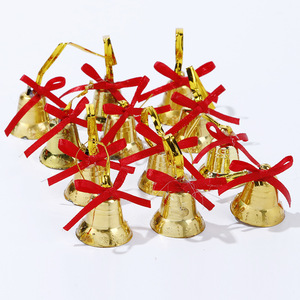 Grosir Lonceng Natal Vintage 12pcs Warna Emas dengan Pita, Hiasan Lonceng Pohon Natal, Dekorasi Natal - Product Image 1