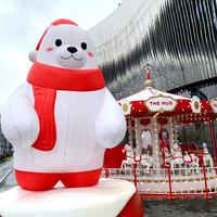 Modèle d'ours polaire gonflable de 12 pieds, lumineux, multicolore, décoratif, pour Noël, jardins extérieurs, centres commerciaux, fêtes et événements