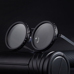 Lentes de Sol Redondos Ls-8129 con Protección UV400, Color Negro Cambiante, para Hombre, para Exteriores, con Marco de Plástico y Metal - Product Image 5