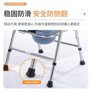 <b>Portable</b> Stainless Steel <b>Commode</b> Chair Age-Friendly Health-Promoting Foldable Toilet Stool Disabled Person's Chair Hospital - Product Image 5